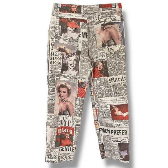 Forever 21 X Marilyn Monroe Newspaper Print Cropped Jeans - Picture 3 of 9